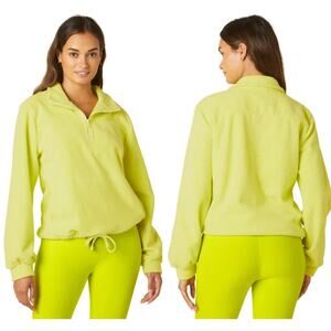 Beyond Yoga New Terrain 1/4 Zip Pullover Fleece Sweatshirt True Chartreuse  XL